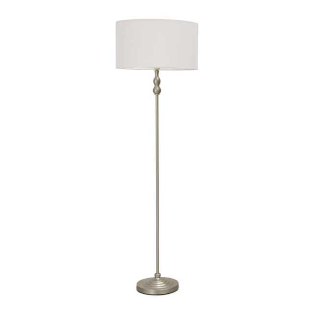 ValueLights Maggie Chrome Candlestick Floor Lamp White Shade White