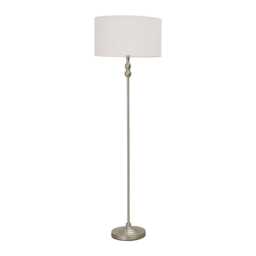 ValueLights Maggie Chrome Candlestick Floor Lamp White Shade White