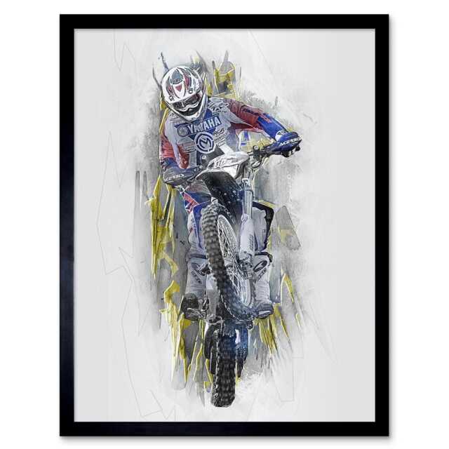 "Dirt Bike Motocross Sport Graphic Home Decor 12x16"" Framed Wall Art Print"