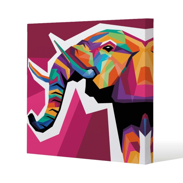 Colorful illustration of Elephant head in WPAP style (Canvas Print)