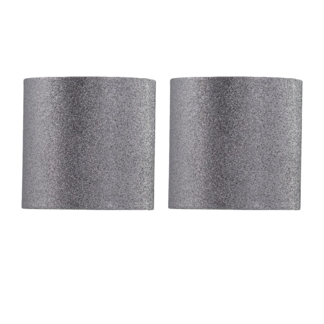 Set of 2 Silvery Grey Glitter 15cm Table Lamp Shades Grey Small 2