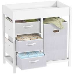 AIYAPLAY Baby Changing Unit with 4 Drawers, Diaper Changing Table, White