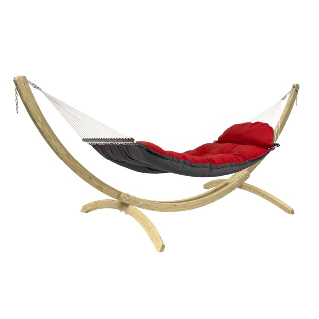 Amazonas Padded Garden Hammock with Stand – Fat Hammock Set Red