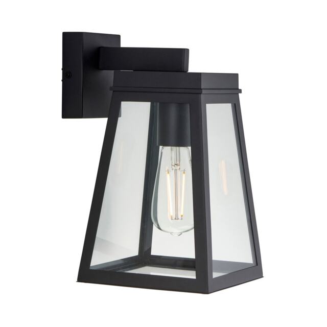 Lymington Outdoor Wall Lantern Textured Black & Clear Glass E27