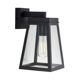 Lymington Outdoor Wall Lantern Textured Black & Clear Glass E27
