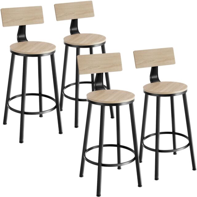 Bar Stools Poole with Backrest in Industrial Style Brown industrial wood light, oak Sonoma 4