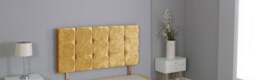 "Crushed Velvet Gold Cube Headboard Gold 5FT King 20""inch Headboard"
