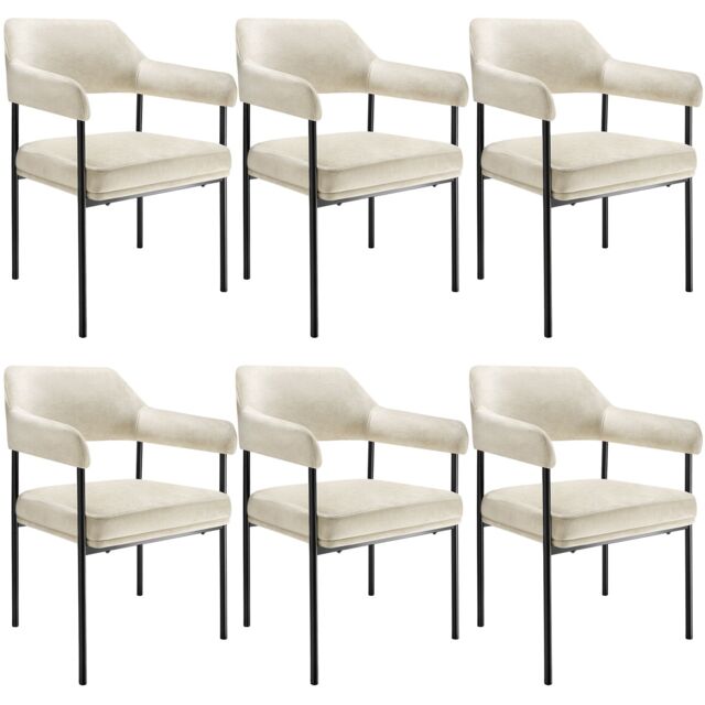 Armchair Doe - durable fabric, black powder-coated legs, 120 kg load, 58 x 62 x 85 cm White velvet look off-white 6