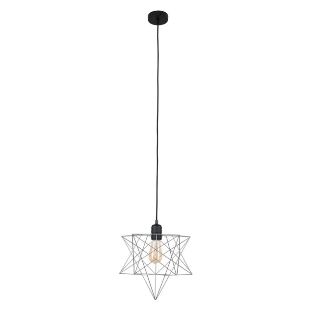 ValueLights Casco Matte Black Pendant Light Grey Star Shade and Bulb