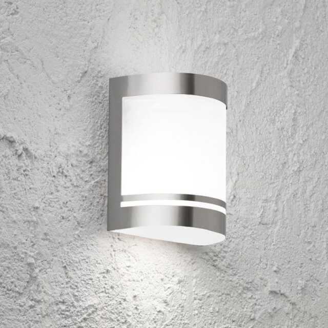 CGC KALA Stainless Steel Curved Outdoor Wall Light Multi Grey / silver Height: 20.8 cm, Width: 16 cm, Depth: 9.2 cm