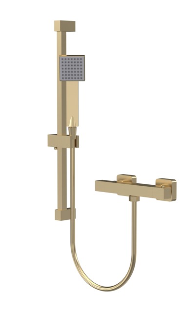 Balterley Square Bar Valve with Slider Rail Kit, Brushed Brass