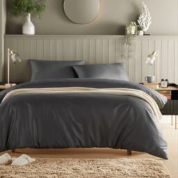 Monaco Seersucker Duvet Set in Grey - Single Grey Grey Single