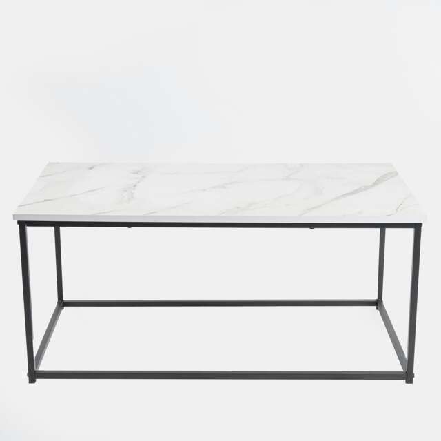 OHS Marble Top Metal Framed Home Living Room Modern Coffee Table - White