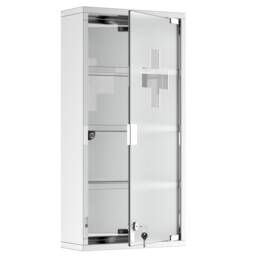 HOMCOM Medicine Cabinet Houseware Stainless Steel Medicine Cabinet Glass Door Silver