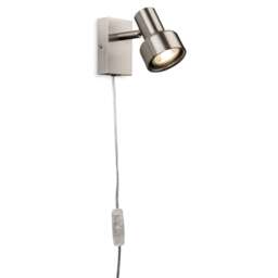 Firstlight Spotlight Plug-in Wall Light Switched Brushed Steel 1xGU10