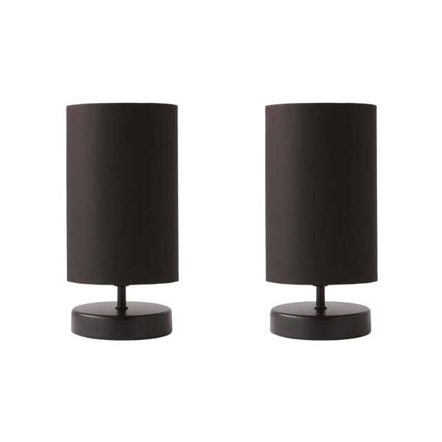 ValueLights Francis Pair Black Touch Table Lamps Black Shades and Bulbs
