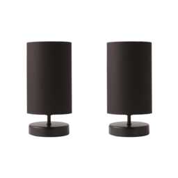 ValueLights Francis Pair Black Touch Table Lamps Black Shades and Bulbs