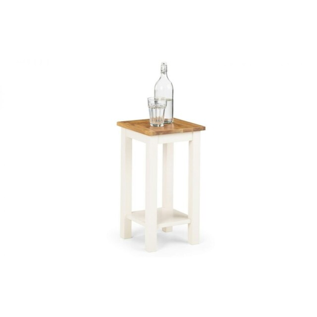 Ivory and Oak Tall Narrow Side Table White White
