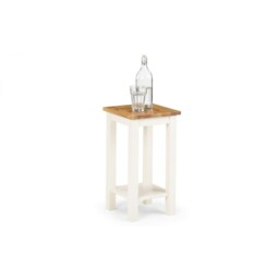 Ivory and Oak Tall Narrow Side Table White White