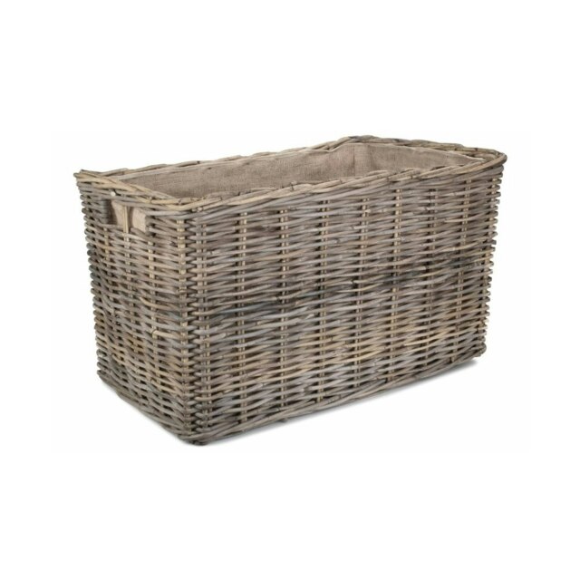 Large Under Bench Rattan Basket Grey Grey L