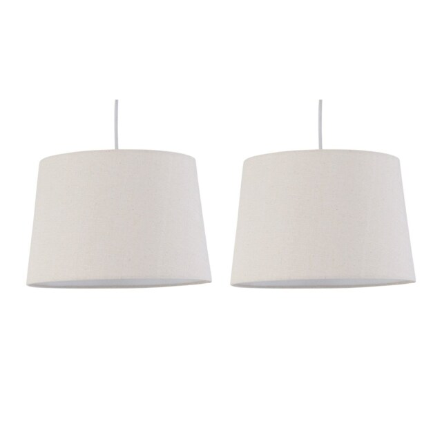 Set of 2 Zoey - Natural Linen Easy Fit Pendant or Lamp Shades Brown Medium 2