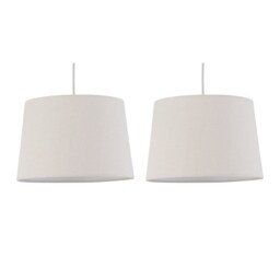 Set of 2 Zoey - Natural Linen Easy Fit Pendant or Lamp Shades Brown Medium 2