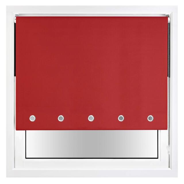 FURNISHED Blackout Roller Blind with Round Eyelets & Metal Fittings Red Red (W) 180cm x (L) 165cm