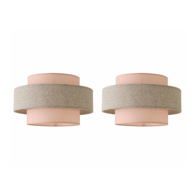 ValueLights Weaver Pair Pink and Grey Herringbone Pendant Shades