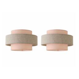 ValueLights Weaver Pair Pink and Grey Herringbone Pendant Shades