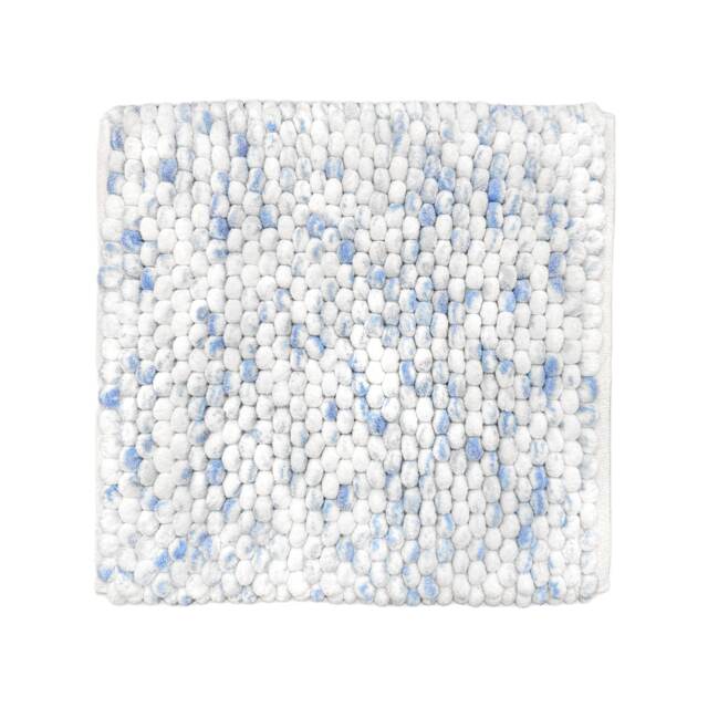 "Marl Chunky Bobble Square Bath Mat 50 x 50cm - Non Slip Marble Effect Bathroom Rug Blue Blue 50 x 50cm (20 x 20"") 1"