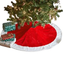 1.2m Red and White Soft Fabric Traditional Christmas Tree Skirt