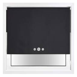 FURNISHED Blackout Roller Blind with Triple Eyelets & Metal Fittings Black Black (W) 165cm x (L) 165cm