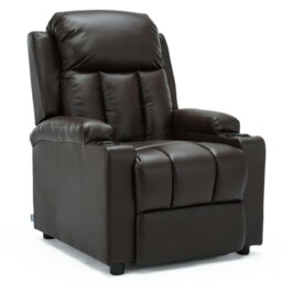 Studio Bonded Leather Recliner w Drink Holders Sofa Chair (Brown)