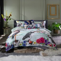 Mountain Lake Duvet Cover Set – 100% Cotton, 200 Thread Count, Digital Print & Piped Edge Multi Multicoloured Double