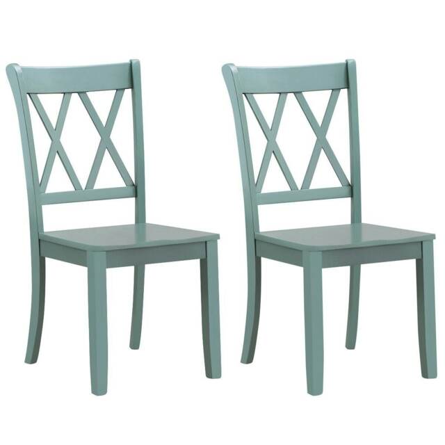 COSTWAY Set of 2 Dining Chairs Wooden Armless Chairs Green