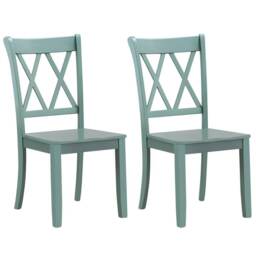 COSTWAY Set of 2 Dining Chairs Wooden Armless Chairs Green