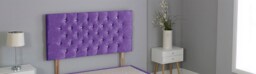 "Purple Crush Velvet Chesterfield Crystal Button Headboard Purple 6FT Superking 26""inch Headboard"