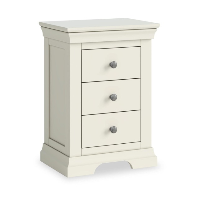Colette Cream 3 Drawer Bedside Table - Fully Assembled by Roseland Furniture