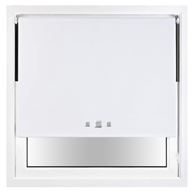 FURNISHED Blackout Roller Blind with Triple Square Eyelets Easy Fit Window Shade White White (W) 115cm x (L) 210cm