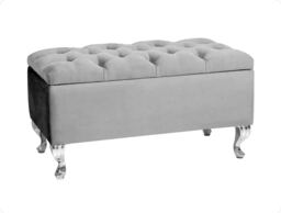 Londona 137cm Chesterfield Ottoman Storage Bench - Plush Velvet Shoe Bench - Silver Upholstery Footstool with Storage