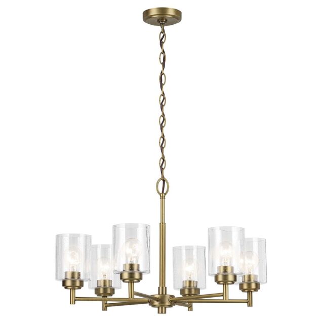 Kichler Winslow Multi Arm Pendant Ceiling Light Classic Natural Brass 6x E27