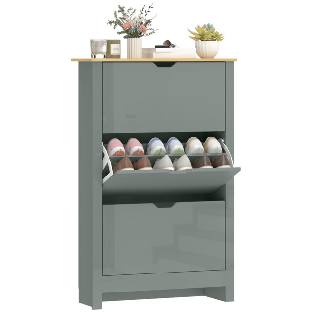 HOMCOM 18-Shoe Storage Cabinet 6 Shelves 3 Drawers Tabletop