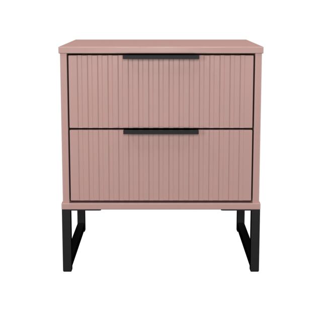 Menai 2 Drawer Compact Bedside Cabinet in Kobe Pink (Ready Assembled) Pink Kobe Pink