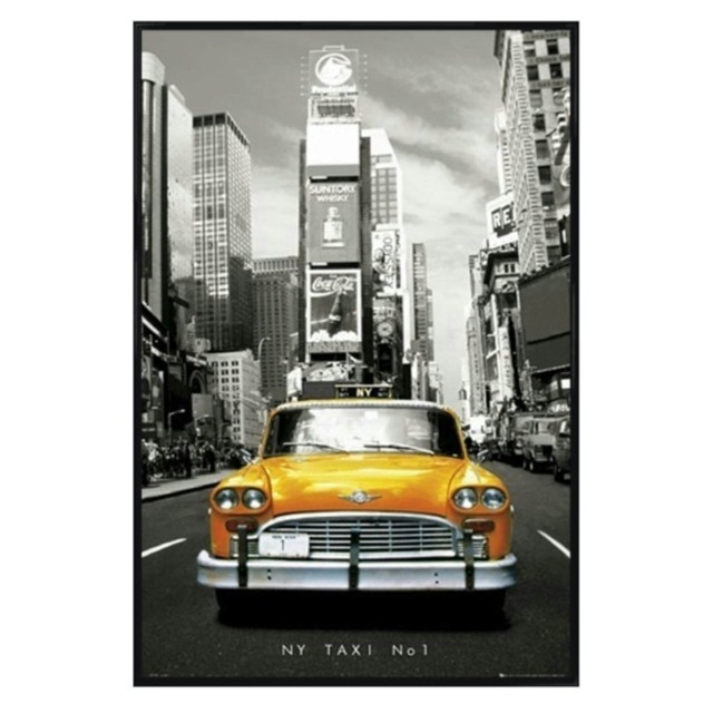 Gloss Black Framed New York Taxi Number 1 Maxi Poster Multi