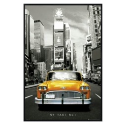 Gloss Black Framed New York Taxi Number 1 Maxi Poster Multi