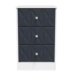 Memphis 3 Drawer Bedside Cabinet in Indigo Matt & White Matt (Ready Assembled) Blue Indigo Matt & White Matt