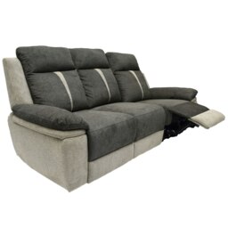 Fabric Manual Recliner 3-Seater Sofa Two Tone Light And Dark Grey