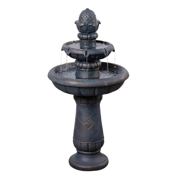 Teamson Home Two-Tier Birdbath Outdoor Garden Water Fountain, Antique Copper