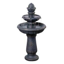 Teamson Home Two-Tier Birdbath Outdoor Garden Water Fountain, Antique Copper