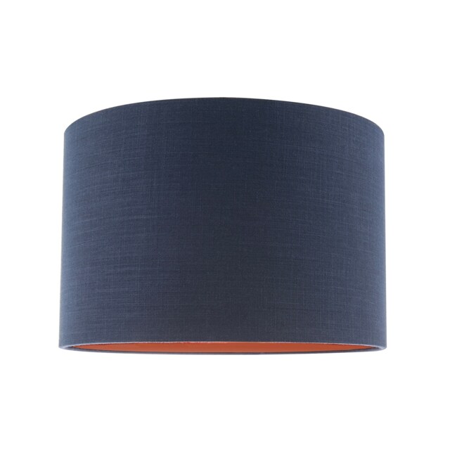 Modern Midnight Blue Cotton Lamp Shade with Brushed Gold Inner Lining Blue Midnight Blue 1